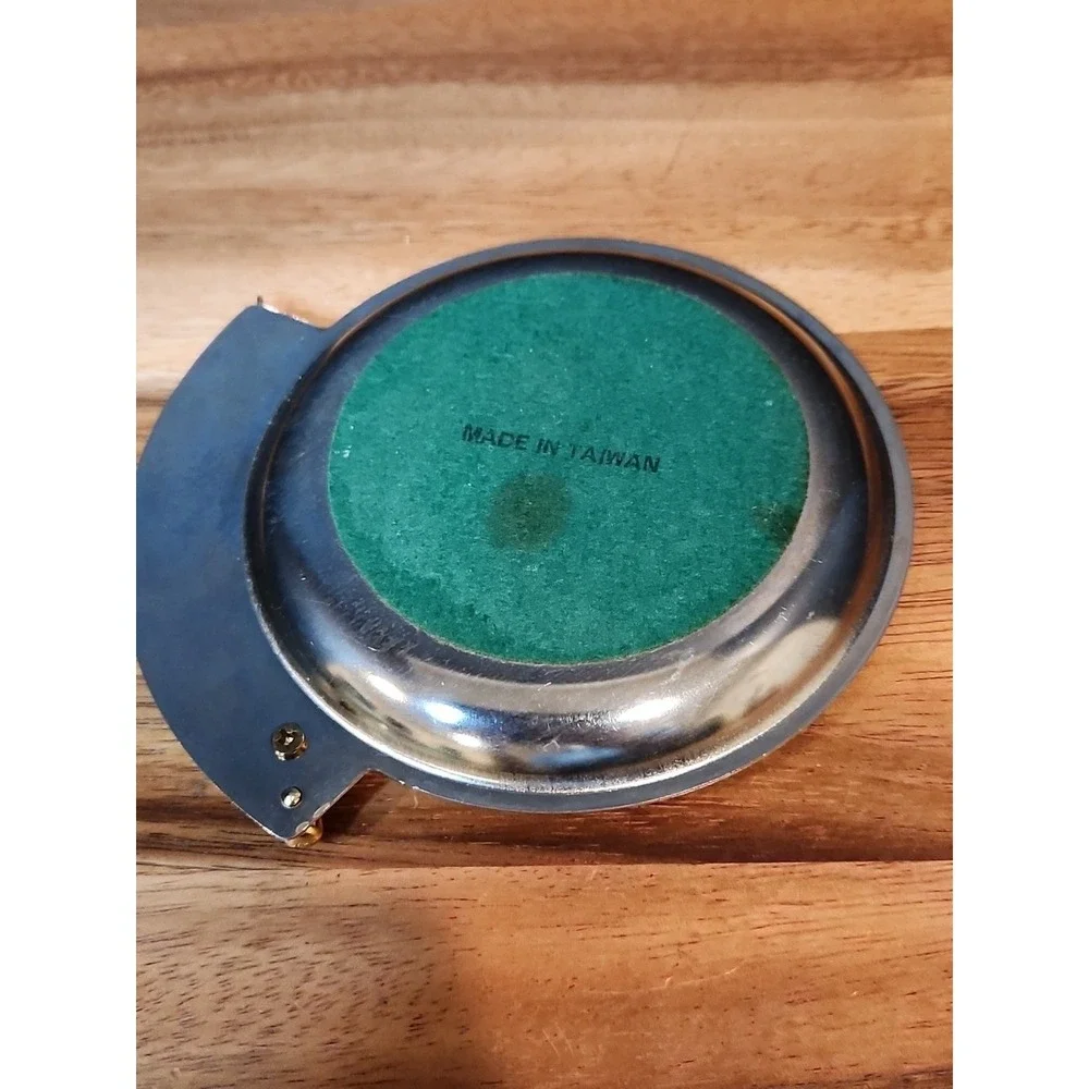 Vintage Coin Dish, Trinket Dish Ash Tray Metal Gold Fishing Pole Table Decor